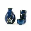 Kiji Stoneware & Ceramics Missing 1 Cup Blue Sakura Sake Set 1 Kiji Stoneware & Ceramics Missing 1 Cup Blue Sakura Sake Set
