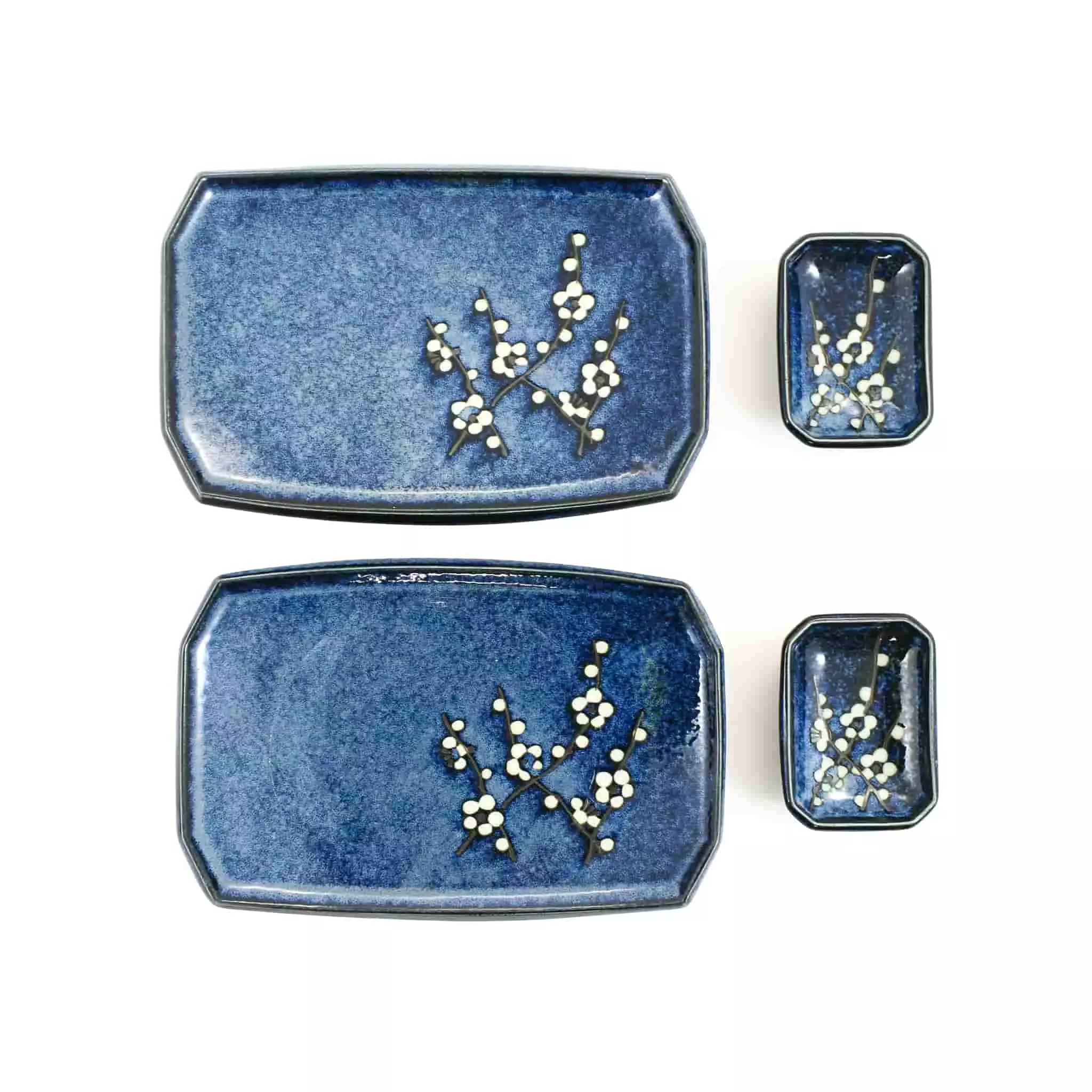 Kiji Stoneware & Ceramics Blue Sakura Sushi Serving Set 3 Kiji Stoneware & Ceramics Blue Sakura Sushi Serving Set