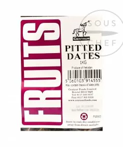 Centaur Pitted Dates 1kg Ingredients