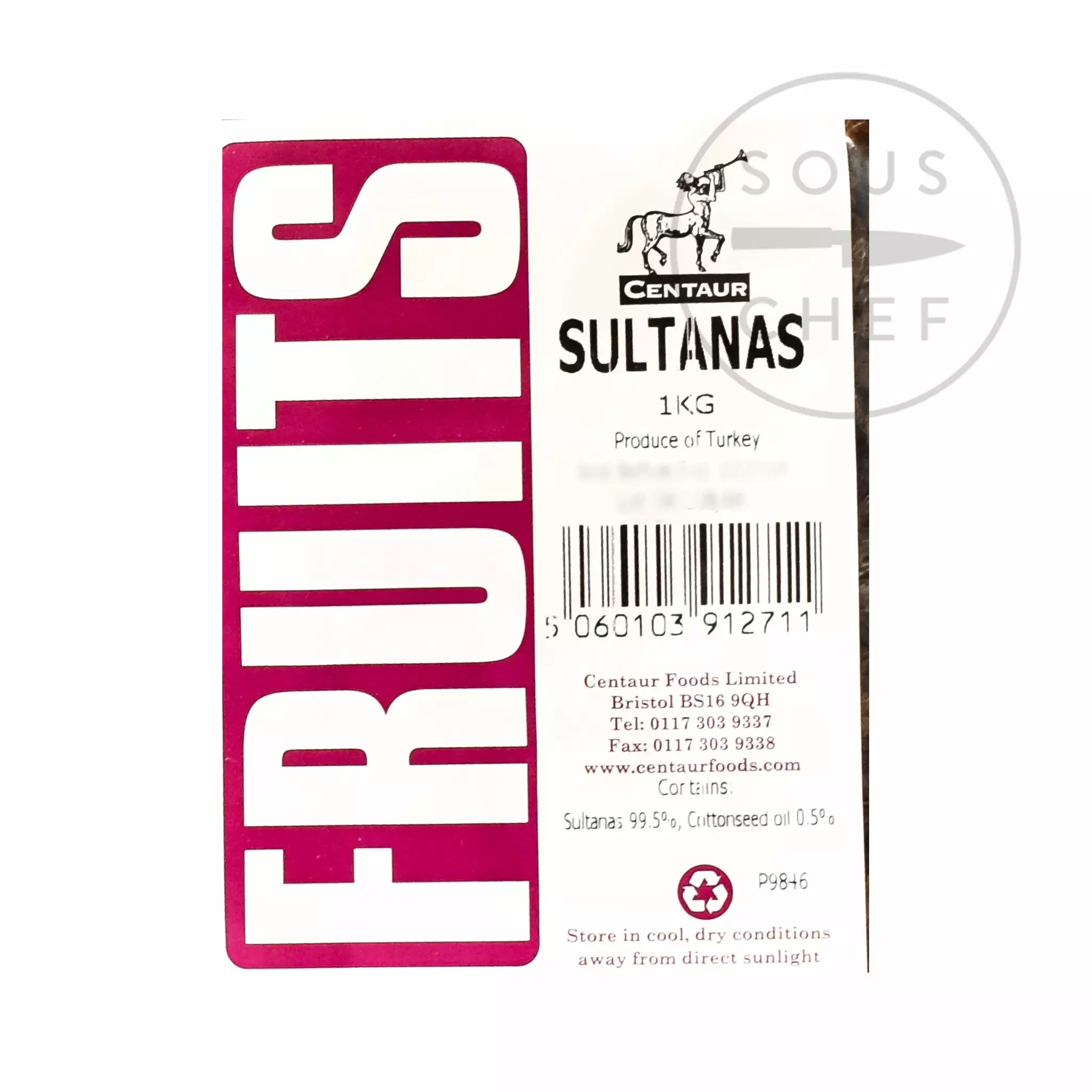 Centaur Ingredients Sultanas 1kg 5 Centaur Ingredients Sultanas 1kg