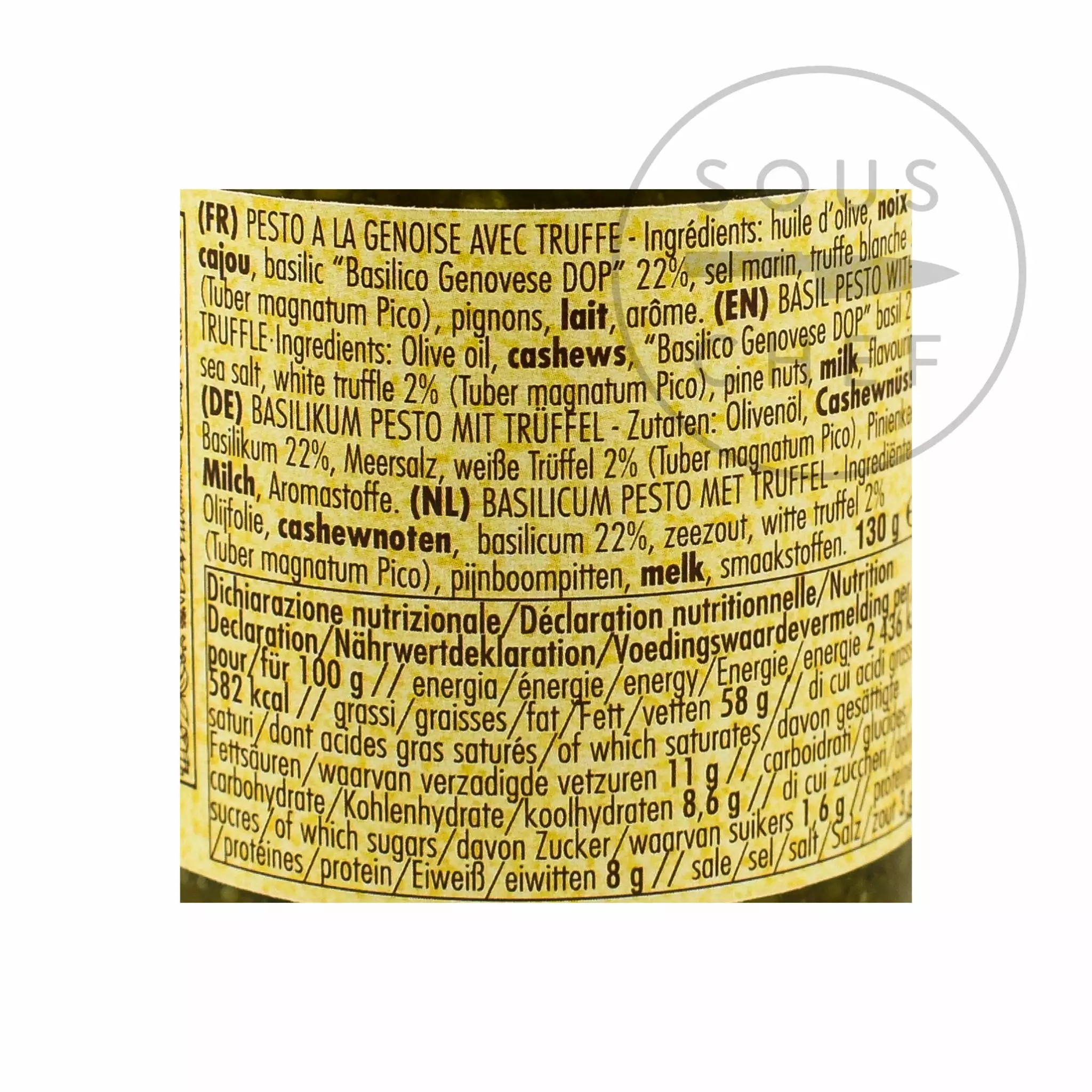 Ingredients La Favorita Basil Pesto With Truffle 130g 4 Ingredients La Favorita Basil Pesto With Truffle 130g