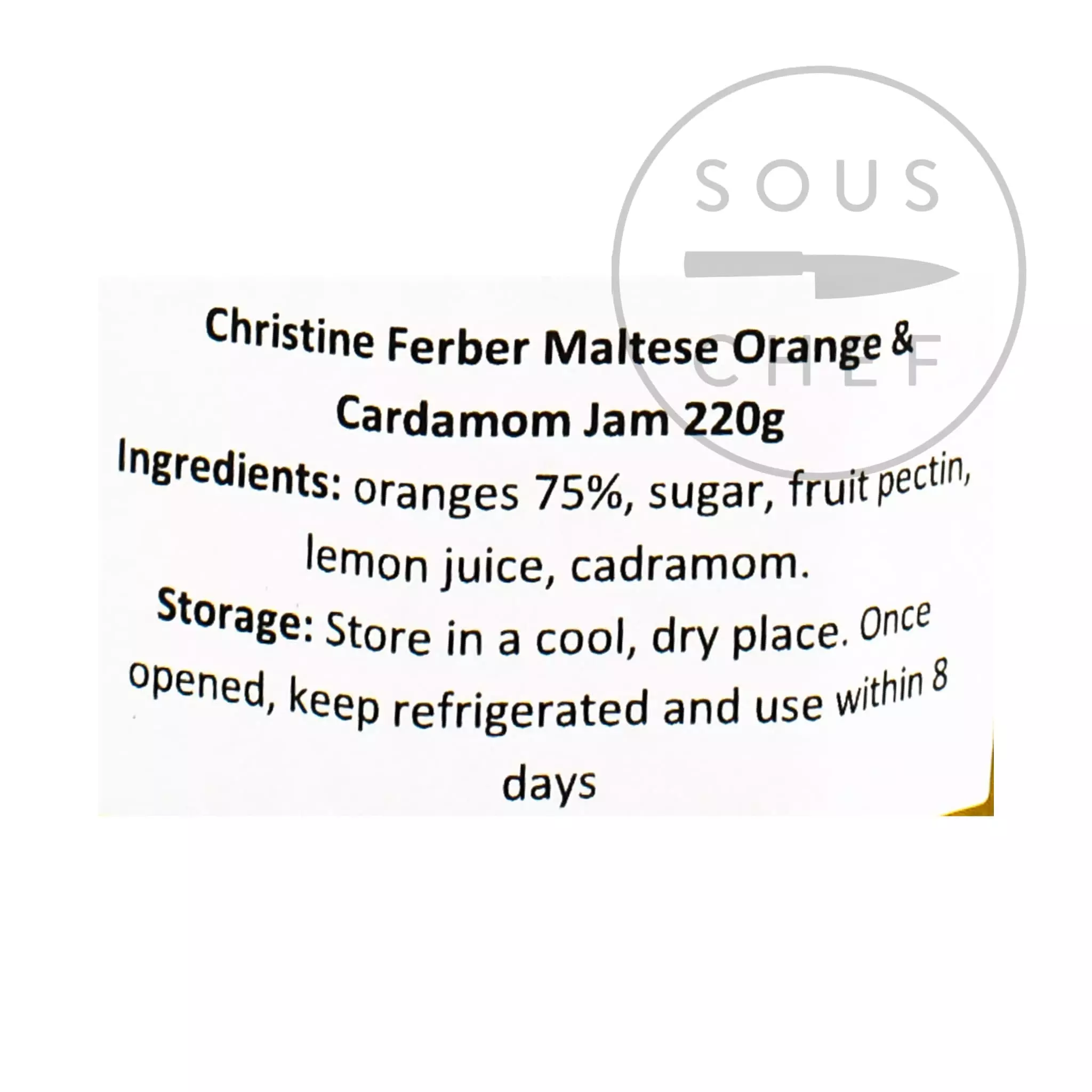 Ingredients Christine Ferber Maltese Orange & Cardamom Jam 220g 4 Ingredients Christine Ferber Maltese Orange & Cardamom Jam 220g