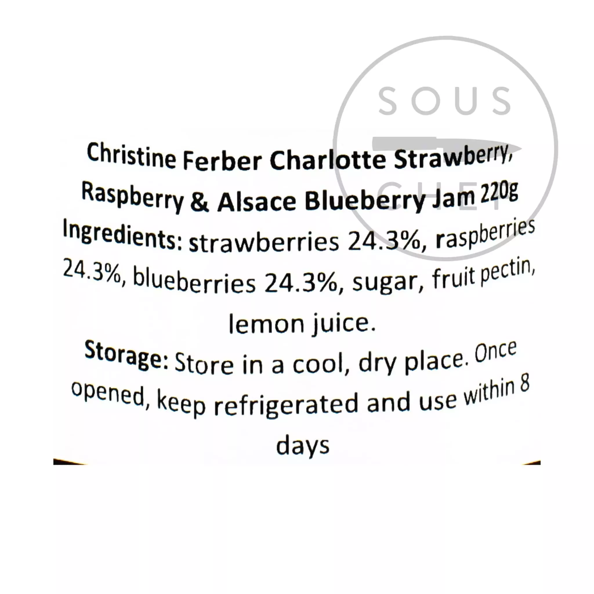 Ingredients Christine Ferber Charlotte Strawberry, Raspberry & Alsace Blueberry Jam 220g 4 Ingredients Christine Ferber Charlotte Strawberry, Raspberry & Alsace Blueberry Jam 220g