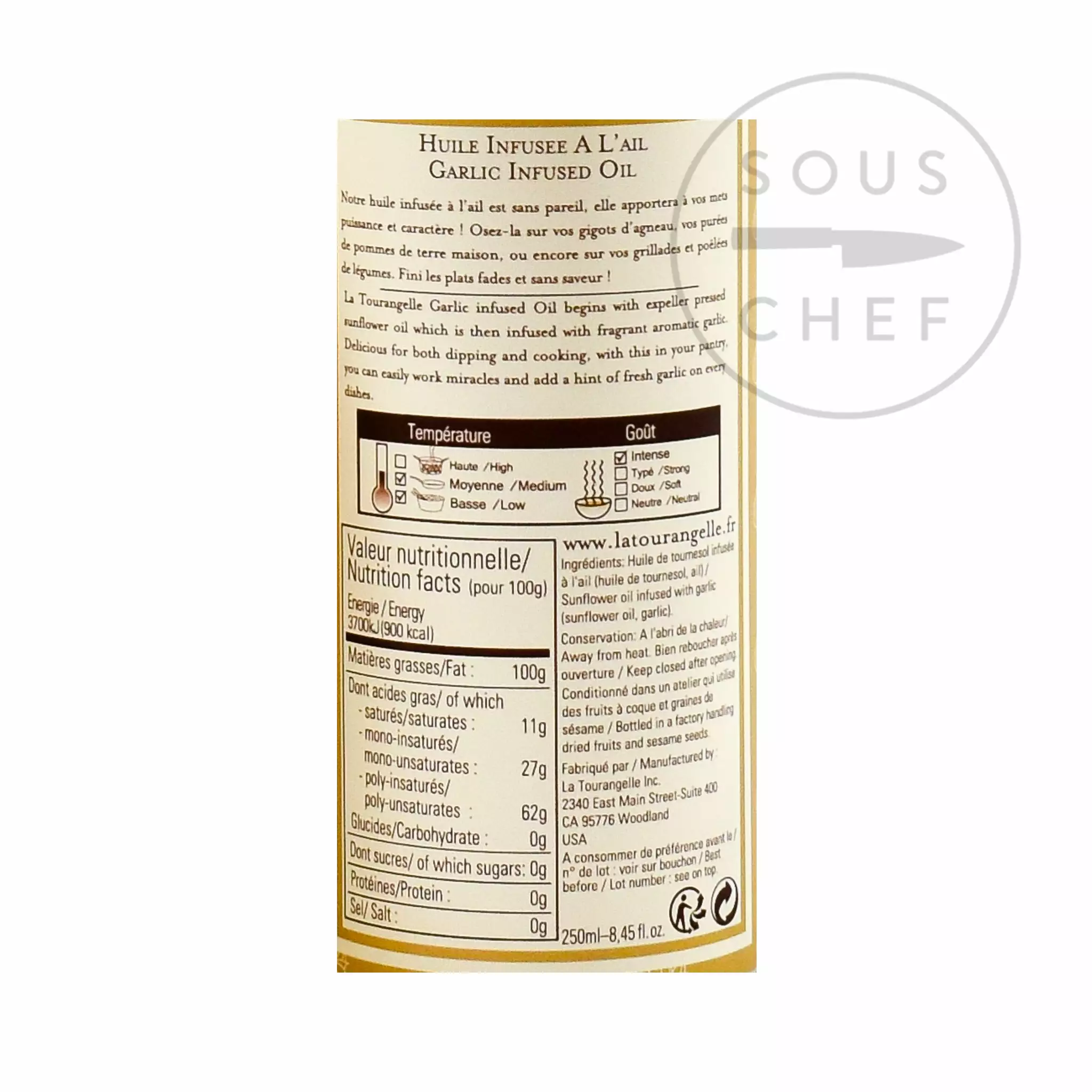Ingredients La Tourangelle Garlic Oil 250ml 4 Ingredients La Tourangelle Garlic Oil 250ml