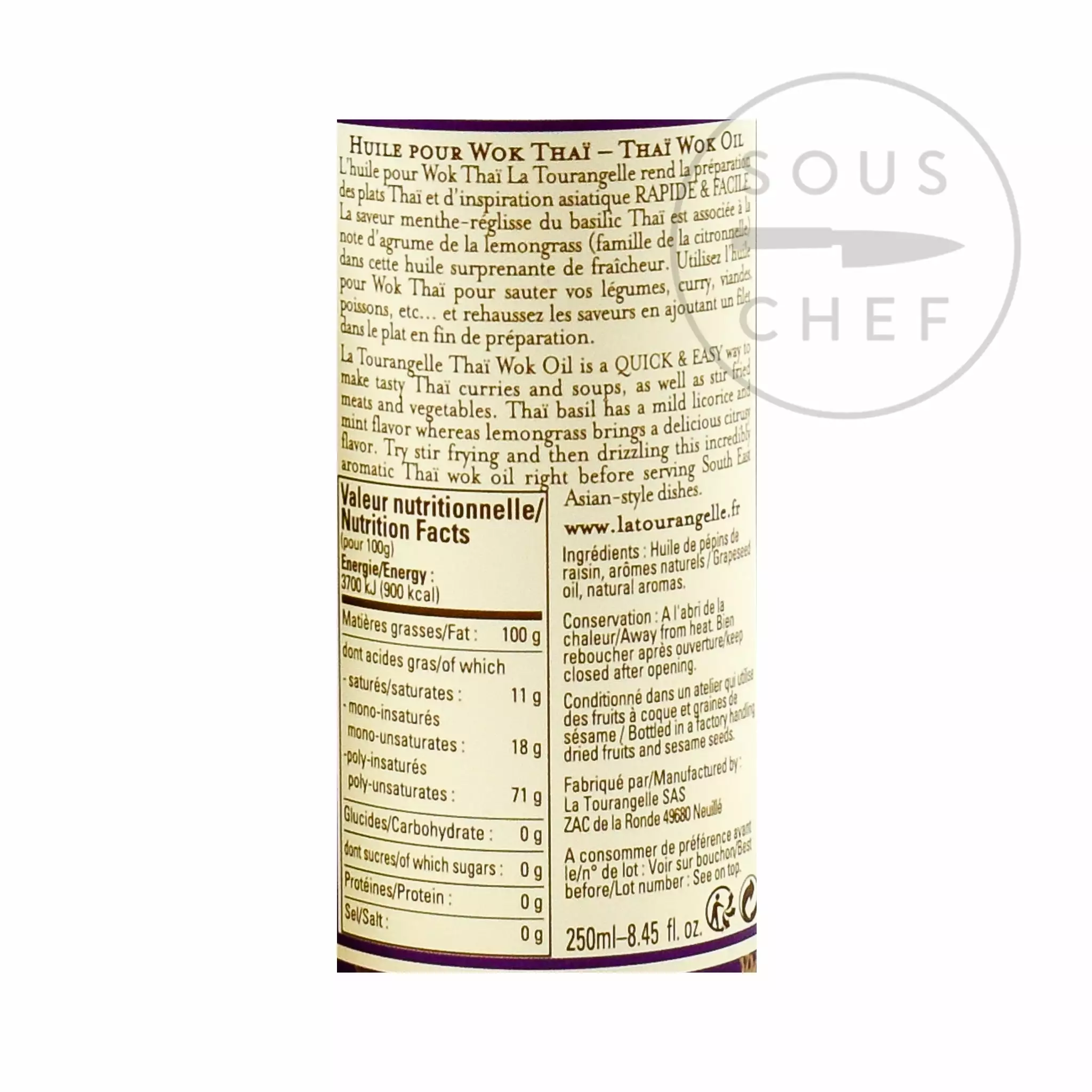 La Tourangelle Thai Wok Oil 250ml 4 La Tourangelle Thai Wok Oil 250ml