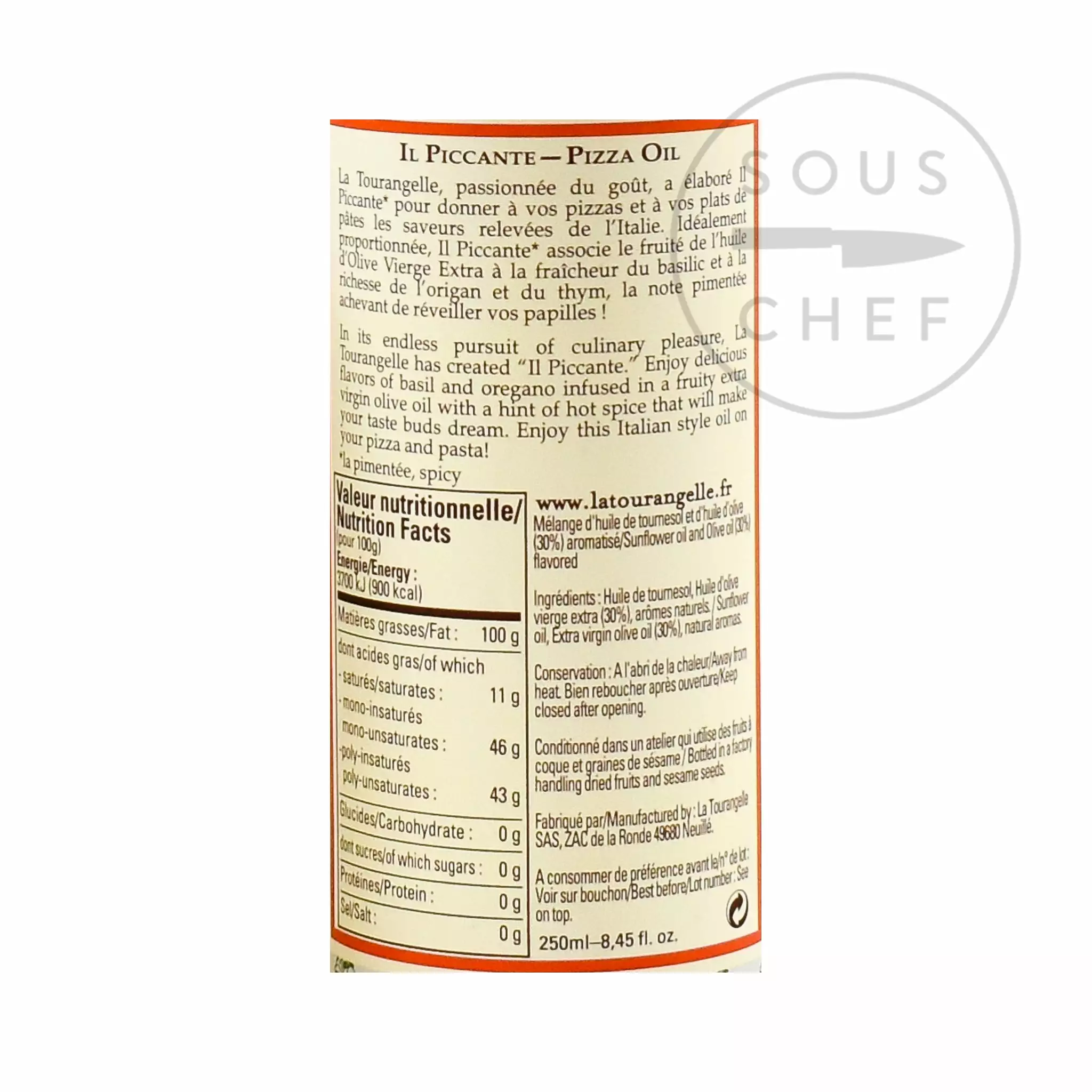 Ingredients La Tourangelle Il Piccante Chilli Oil 250ml 5 Ingredients La Tourangelle Il Piccante Chilli Oil 250ml