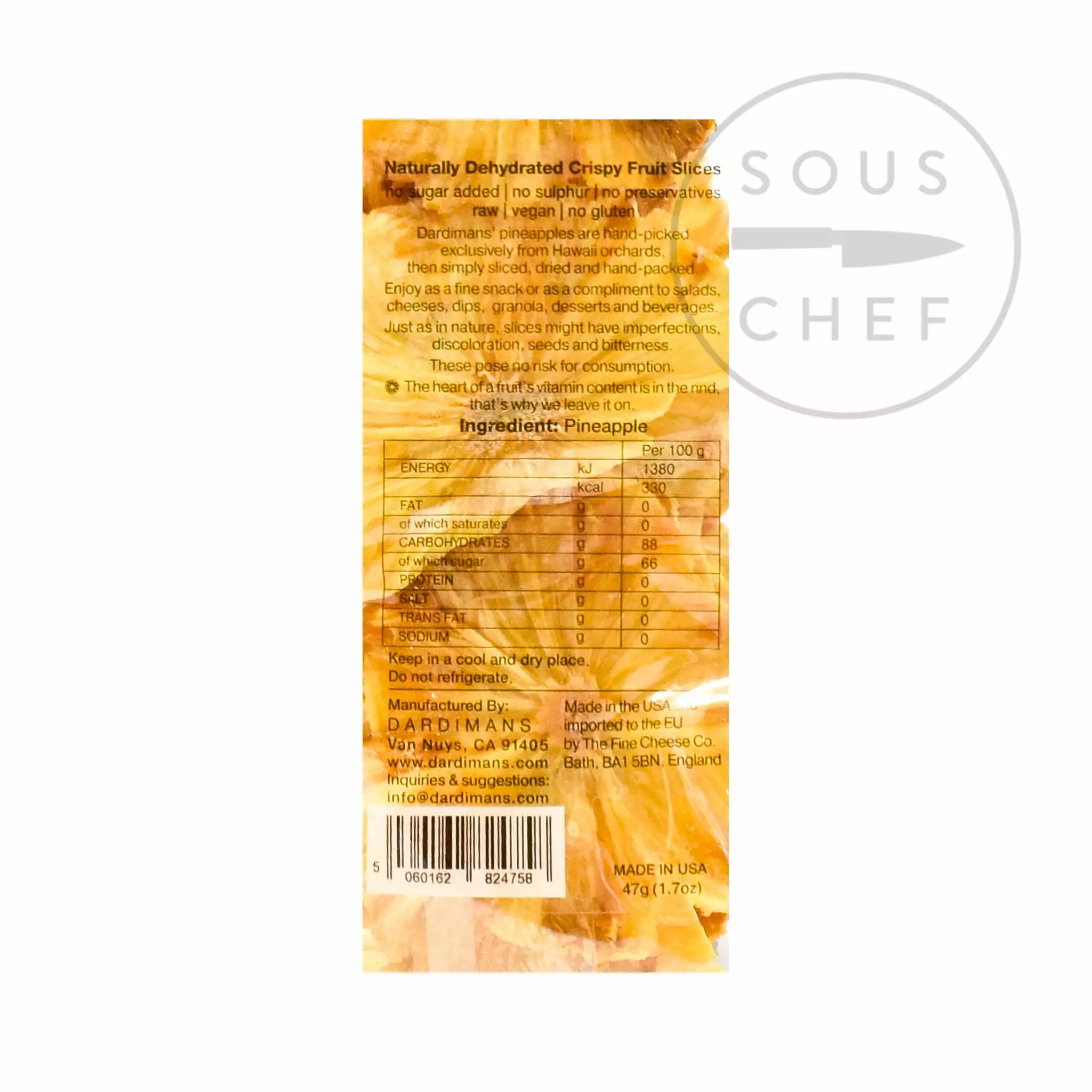 Dardiman's Ingredients Pineapple Crisps 47g 5 Dardiman's Ingredients Pineapple Crisps 47g