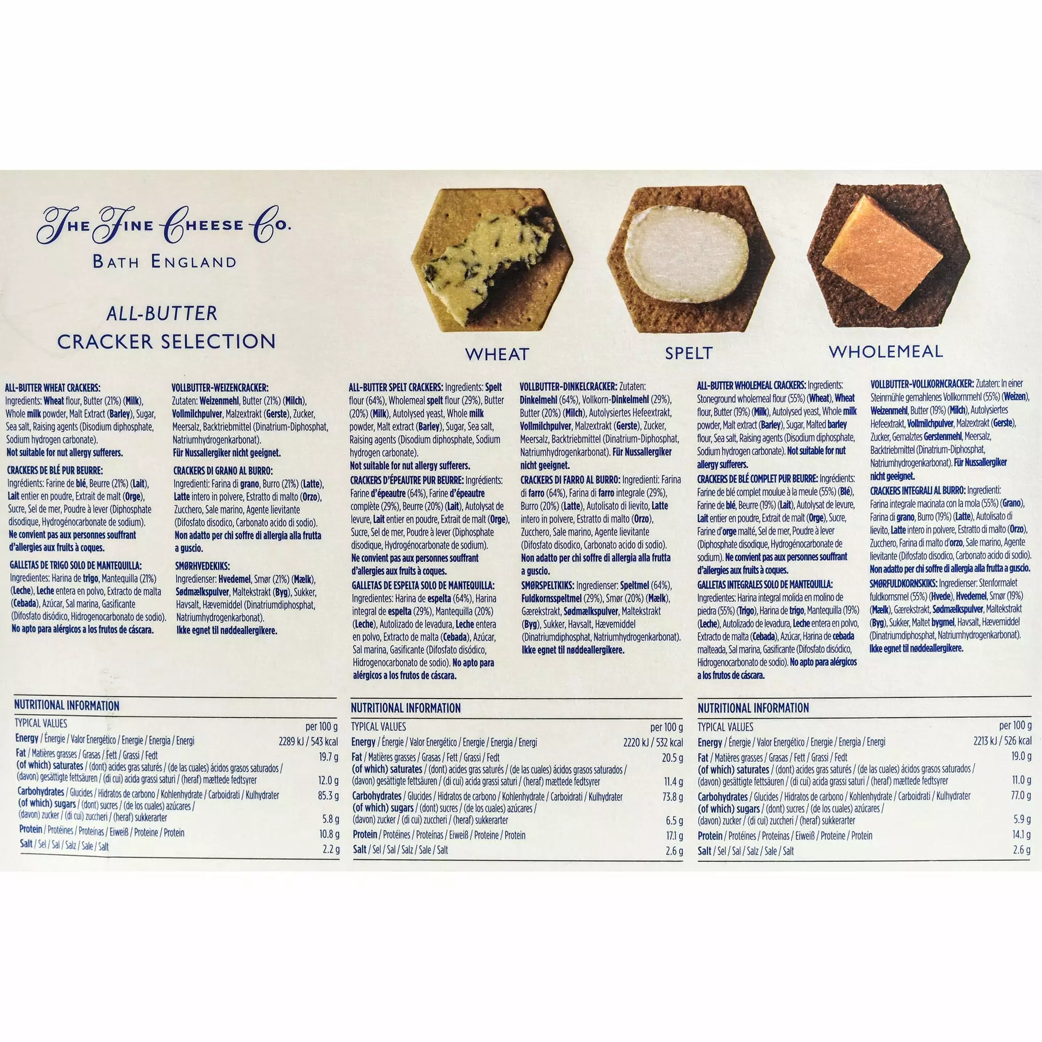 Ingredients The Fine Cheese Co. All Butter Cracker Selection Box 375g 4 Ingredients The Fine Cheese Co. All Butter Cracker Selection Box 375g