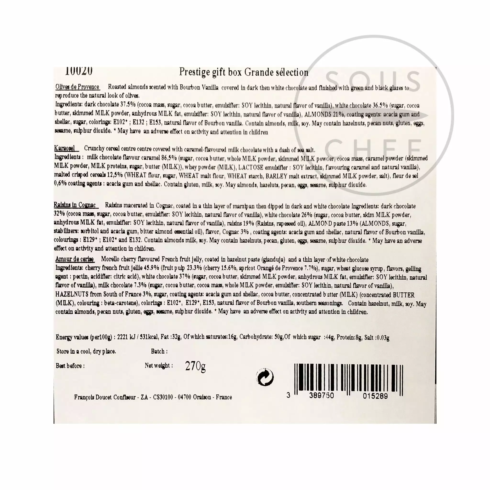 Francois Doucet Provence Grand Selection 270g Ingredients 4 Francois Doucet Provence Grand Selection 270g Ingredients