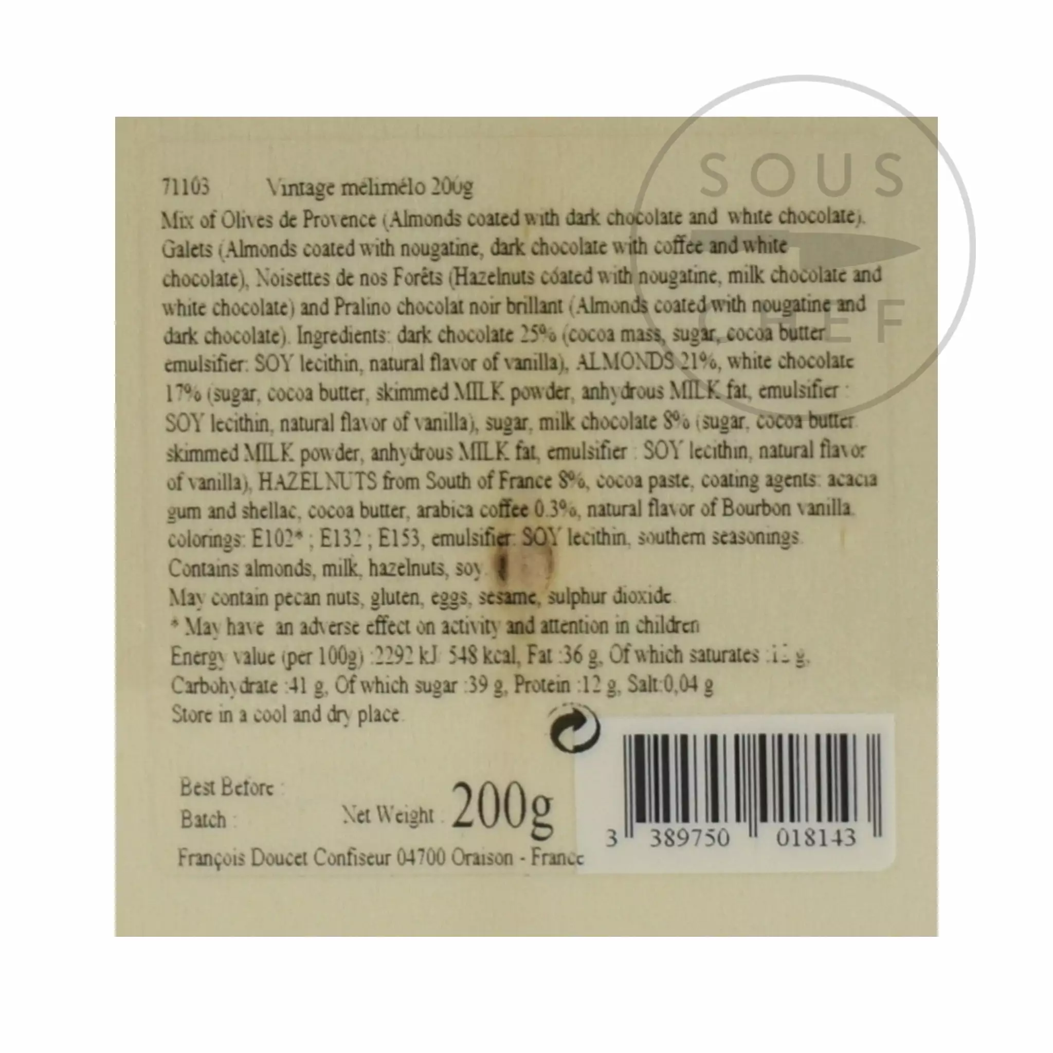 Ingredients Francois Doucet Gift Selection 200g 4 Ingredients Francois Doucet Gift Selection 200g