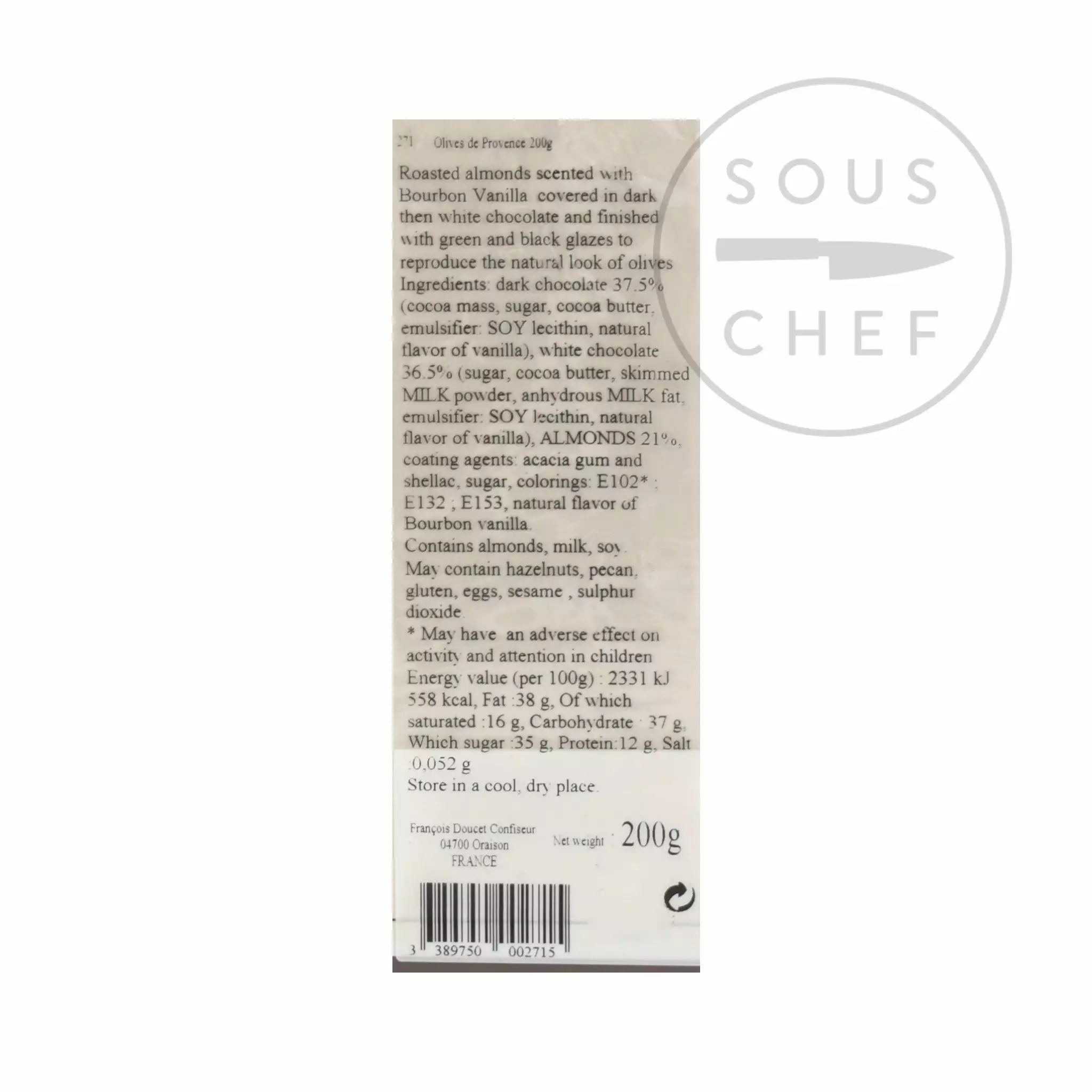 Francois Doucet Chocolate Olives 200g Ingredients 4 Francois Doucet Chocolate Olives 200g Ingredients