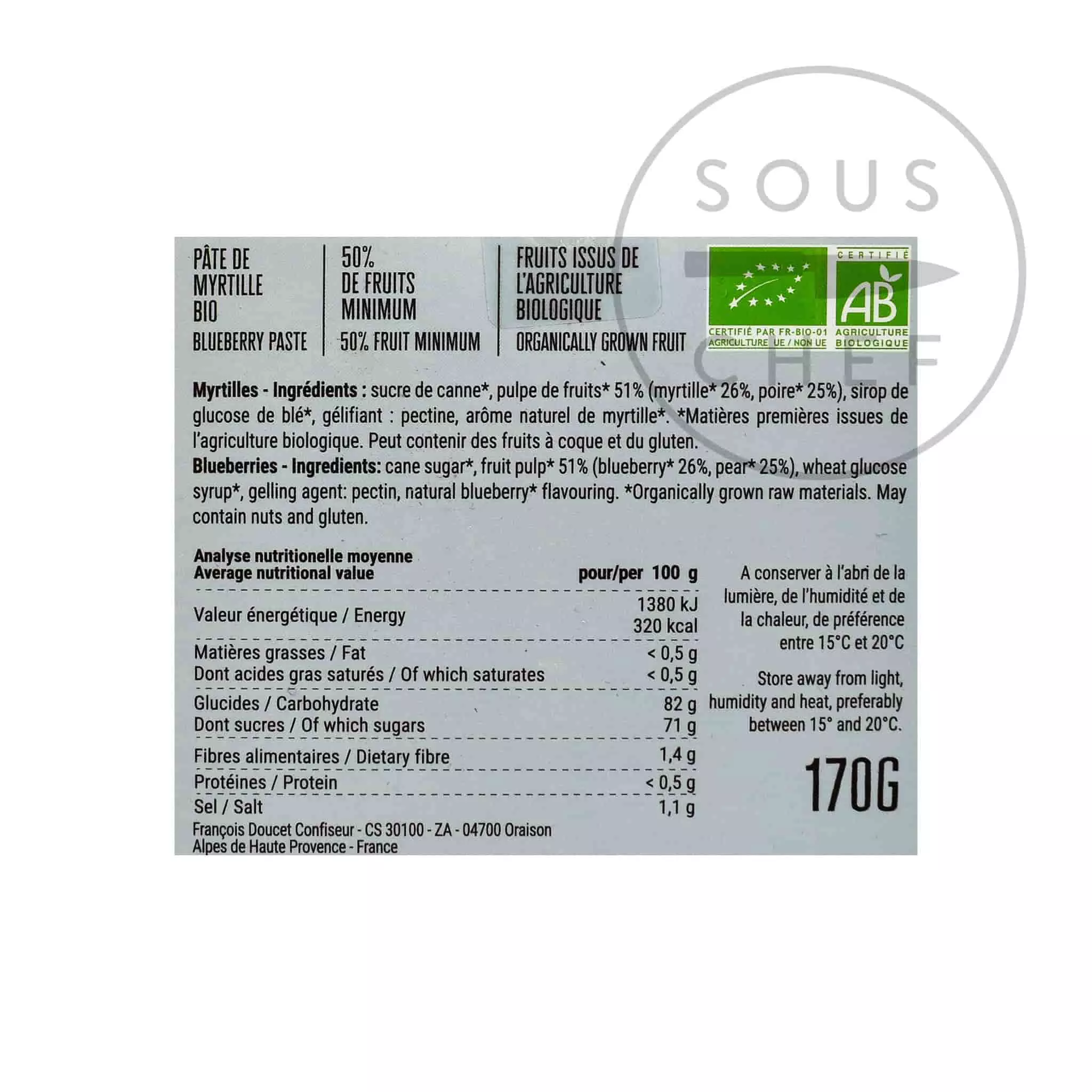 Francois Doucet Organic Blueberry Paste 170g 4 Francois Doucet Organic Blueberry Paste 170g