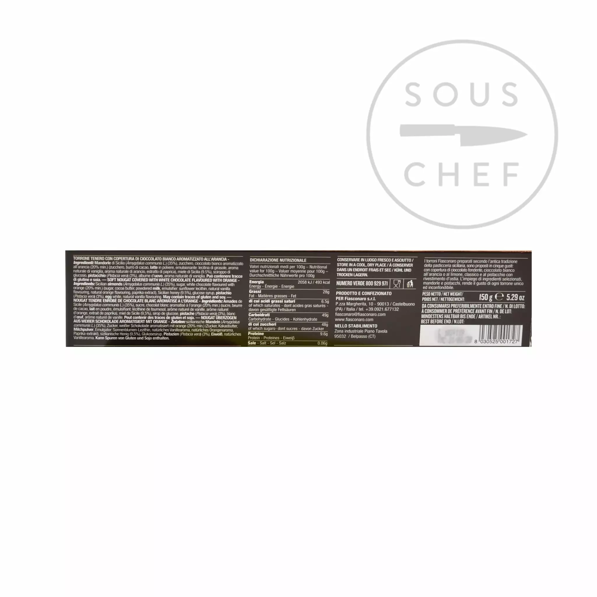 Fiasconaro Sicilian Orange Torrone 150g Ingredients 4 Fiasconaro Sicilian Orange Torrone 150g Ingredients