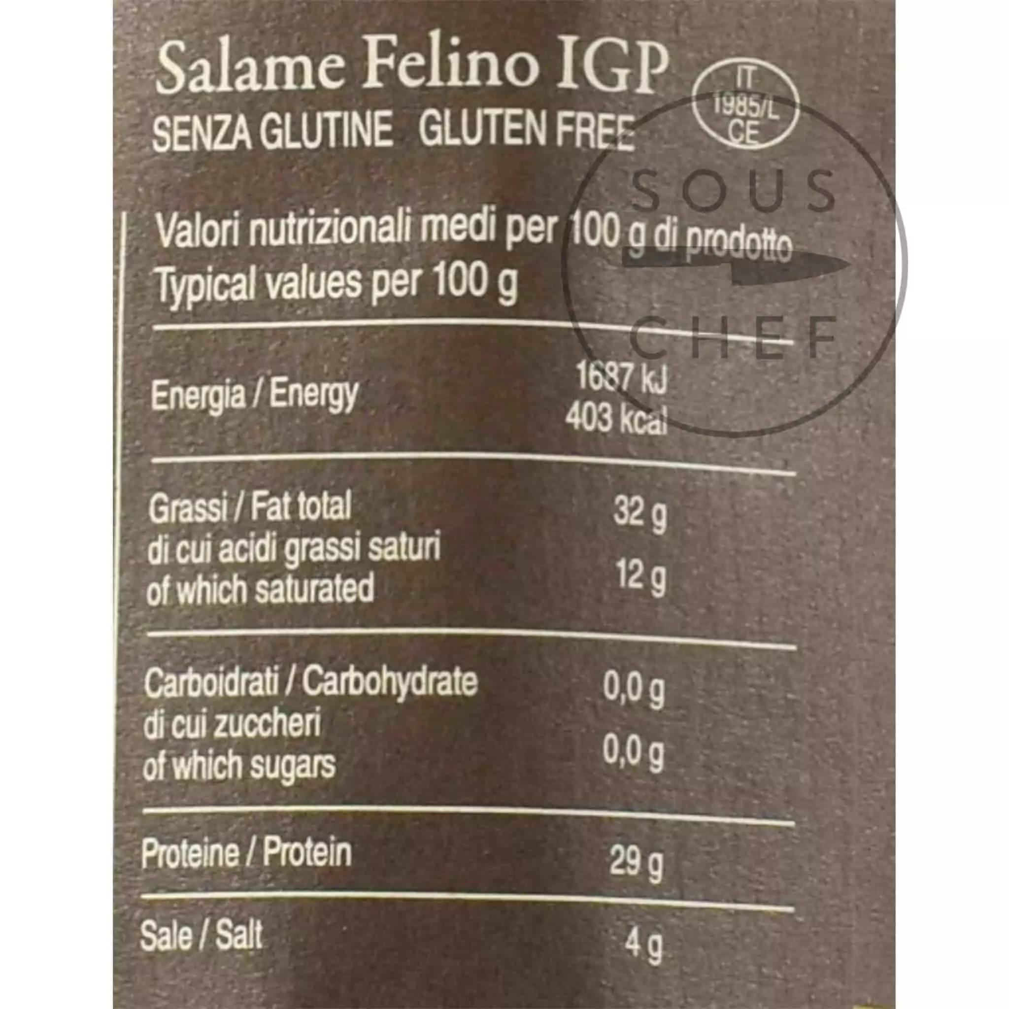 La Fattoria Di Parma Salami Felino IGP Riserva 290g Ingredients 5 La Fattoria Di Parma Salami Felino IGP Riserva 290g Ingredients