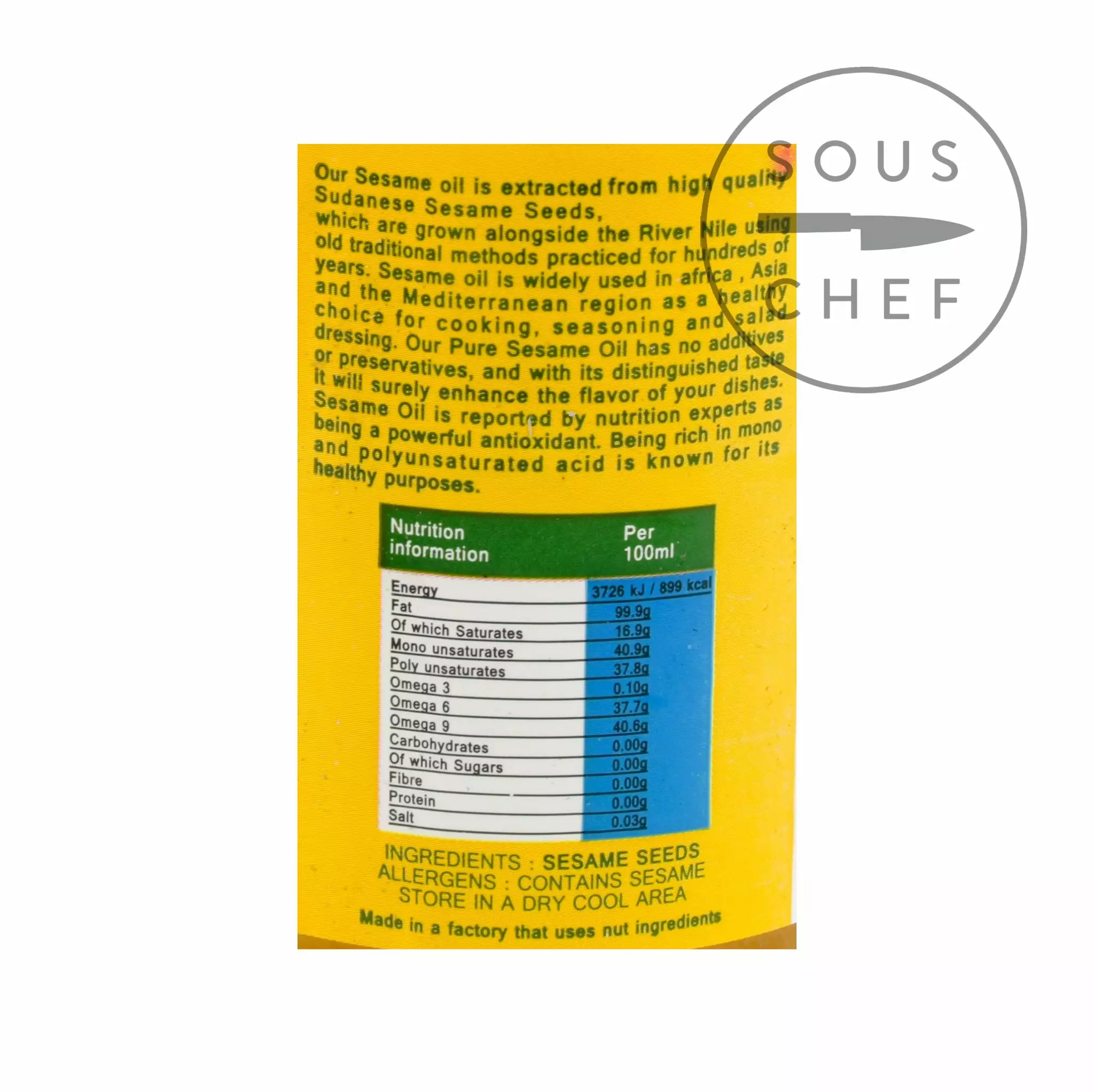 Greenfields Sesame Oil 450g Ingredients 4 Greenfields Sesame Oil 450g Ingredients