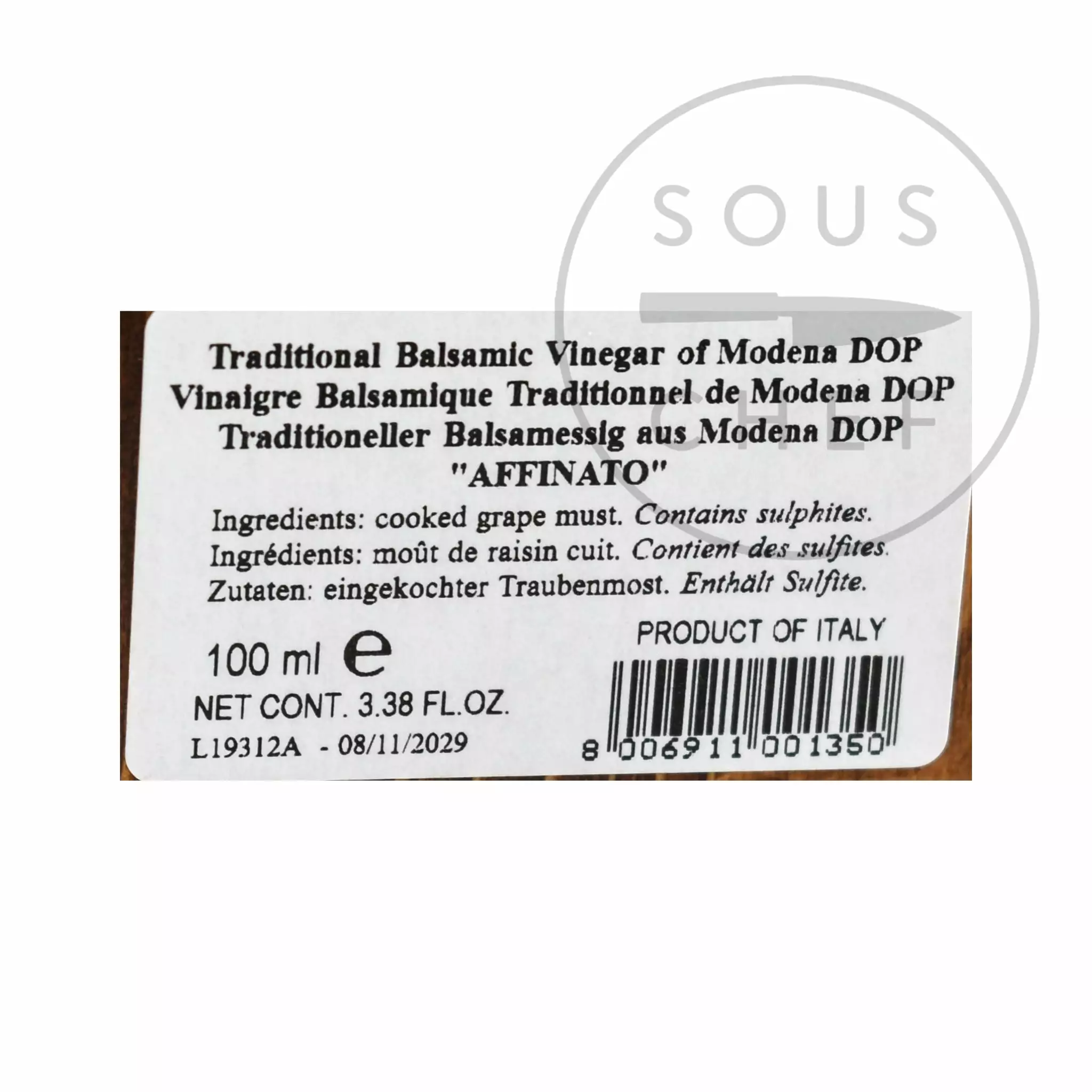 Giuseppe Giusti Balsamic Vinegar Of Modena DOP - Affinato 12 Year Aged Ingredients 4 Giuseppe Giusti Balsamic Vinegar Of Modena DOP - Affinato 12 Year Aged Ingredients