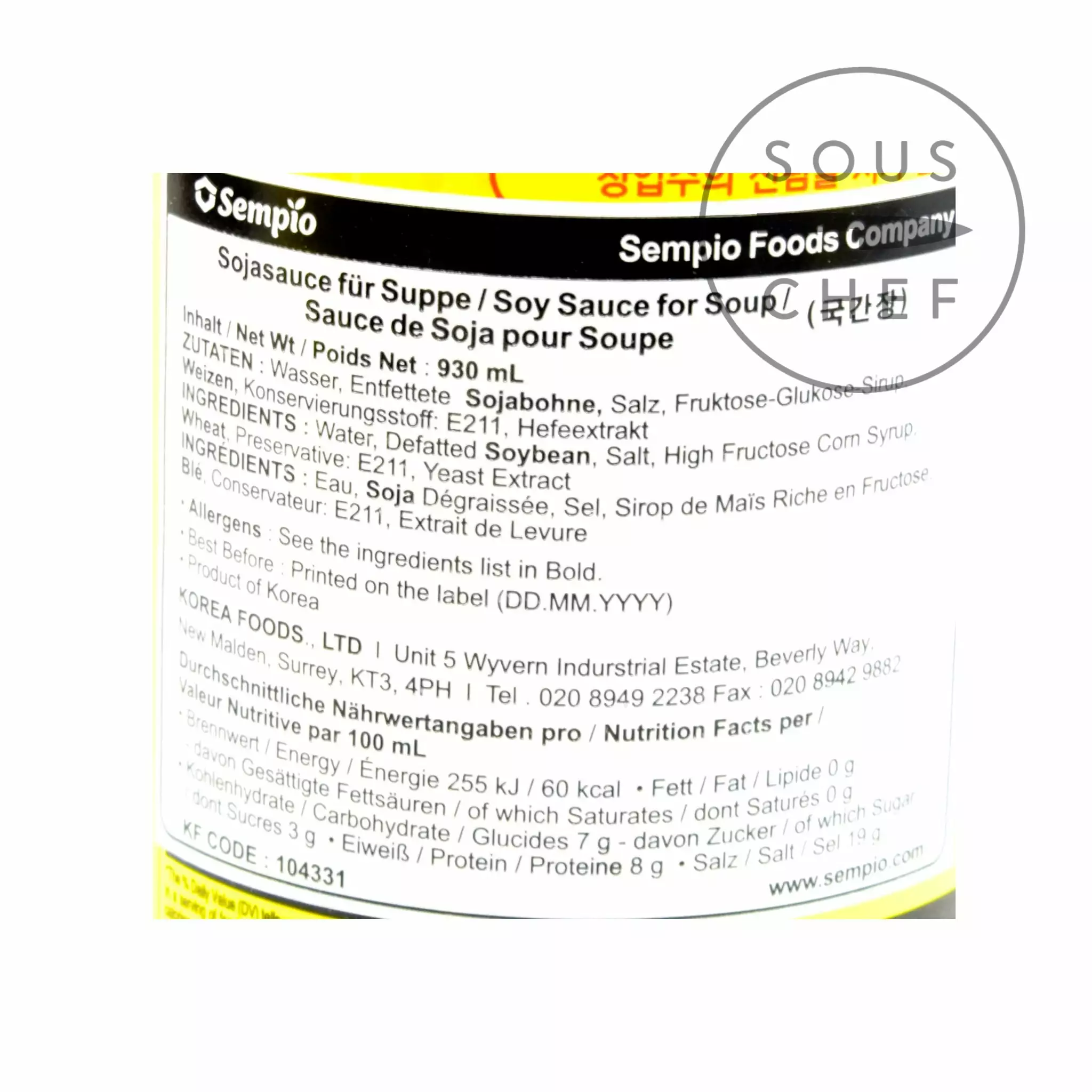 Sempio Ingredients Korean Soy Sauce For Soup 930ml 4 Sempio Ingredients Korean Soy Sauce For Soup 930ml