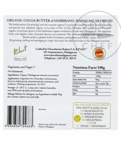 Chocolat Madagascar Organic Fine Undeodorised Cocoa Butter 1kg