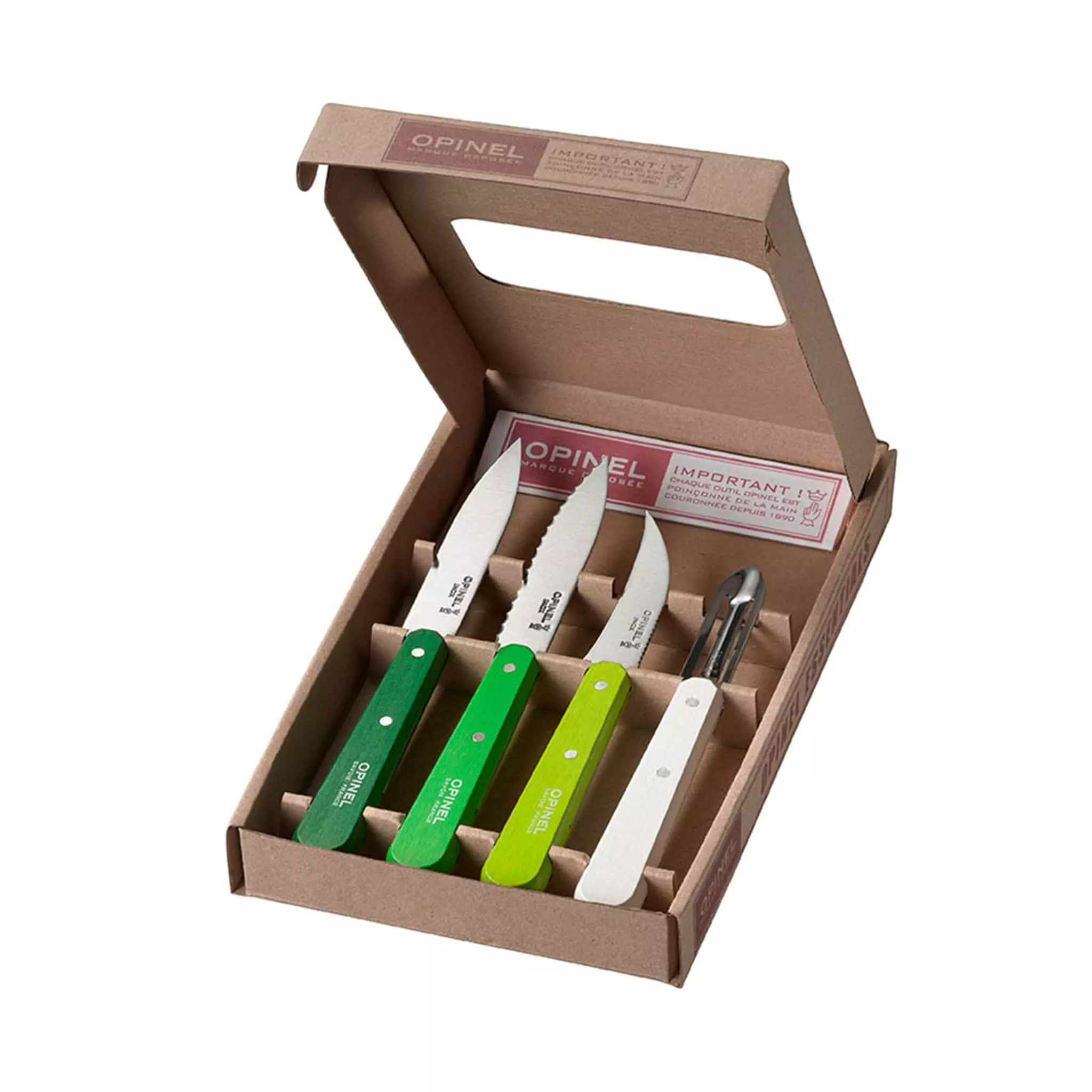 Opinel Kitchen Essentials 4 Knife Set - Greens 4 Opinel Kitchen Essentials 4 Knife Set - Greens
