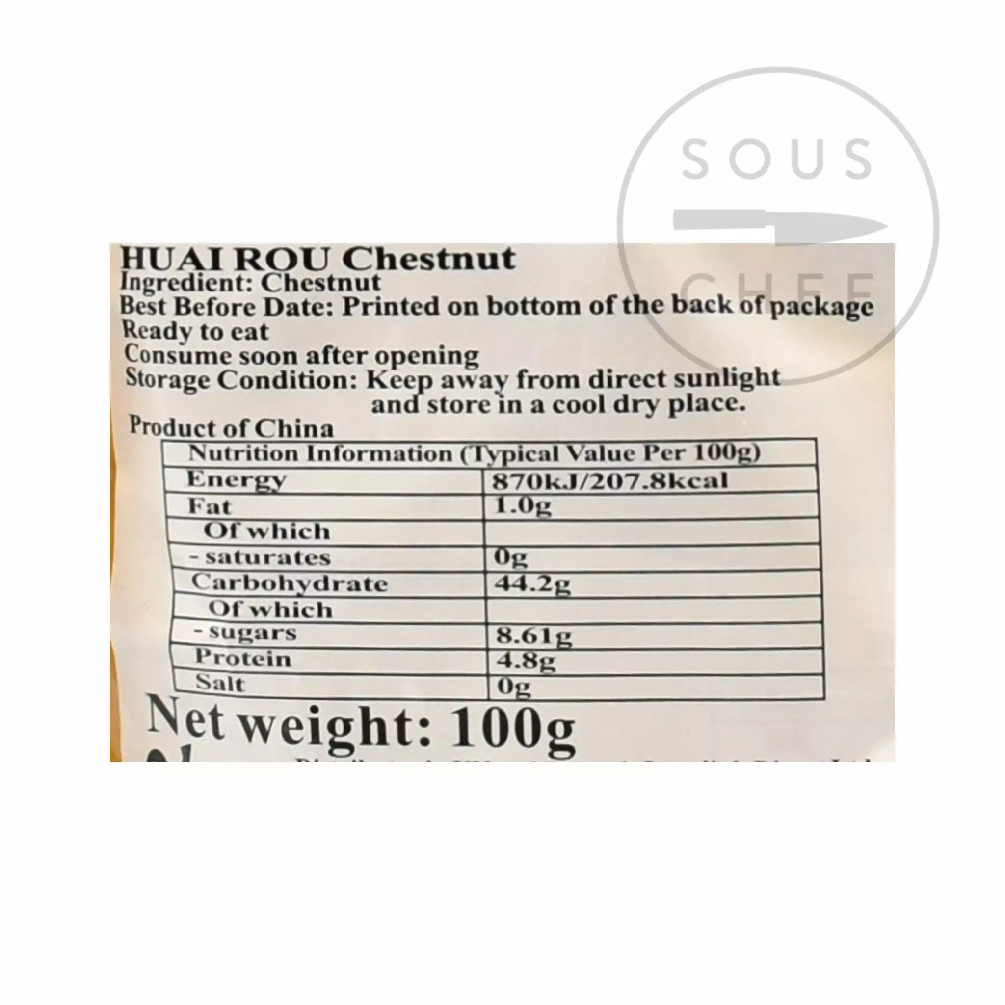 HR Cooked Chestnuts 100g Ingredients 5 HR Cooked Chestnuts 100g Ingredients