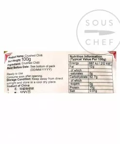 ZF Crushed Chilli Flakes 100g Ingredients 8 ZF Crushed Chilli Flakes 100g Ingredients