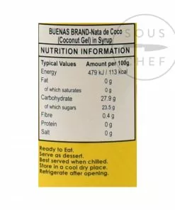 Buenas Coconut Gel 340g Ingredients