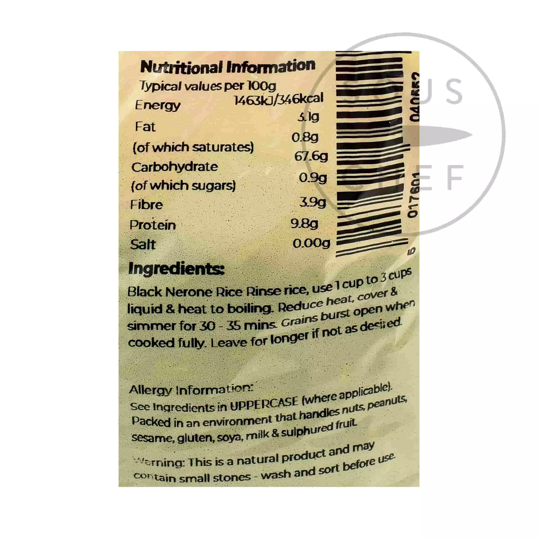 Suma Black Nerone Rice 500g Ingredients 4 Suma Black Nerone Rice 500g Ingredients