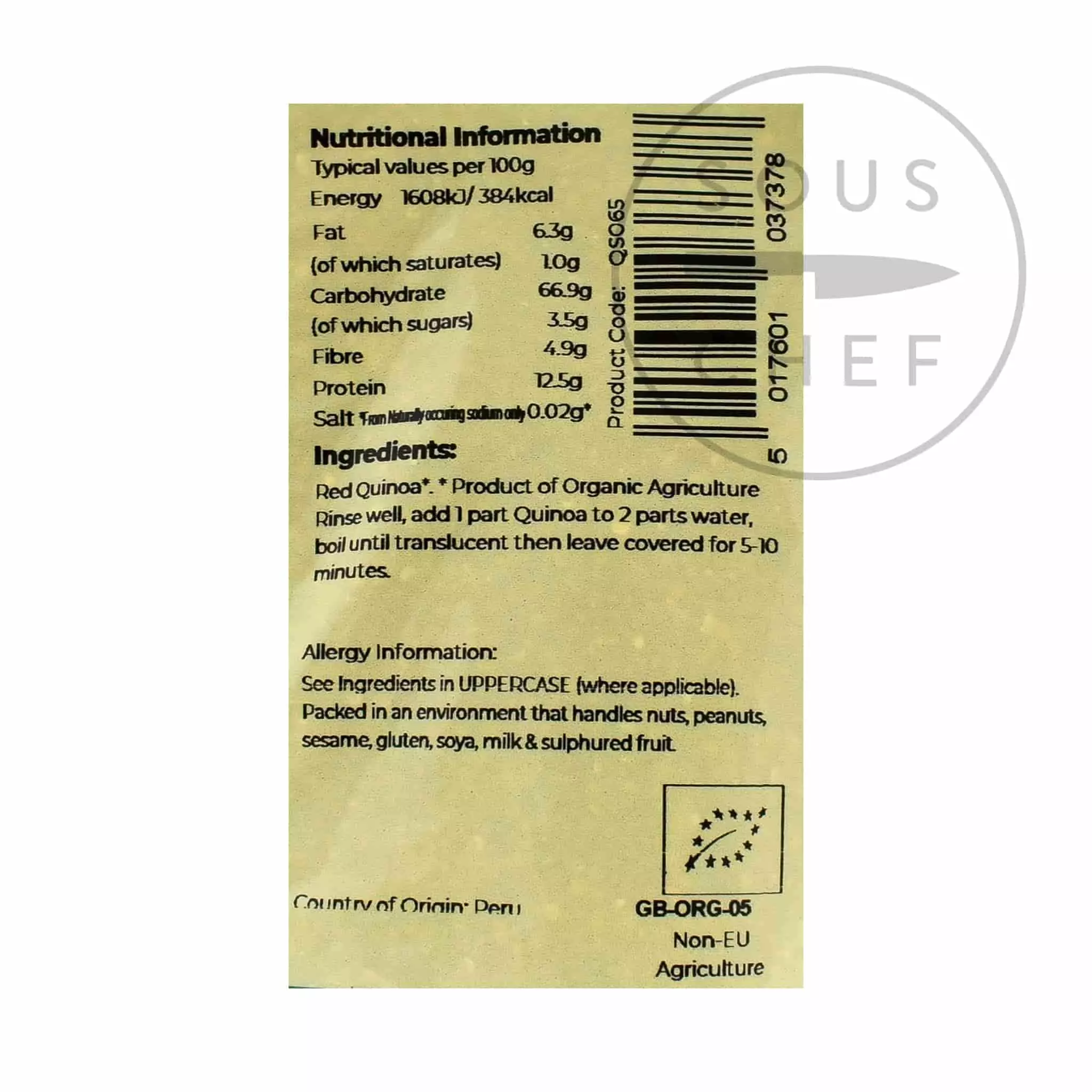 Suma Organic Red Quinoa 500g Ingredients 4 Suma Organic Red Quinoa 500g Ingredients