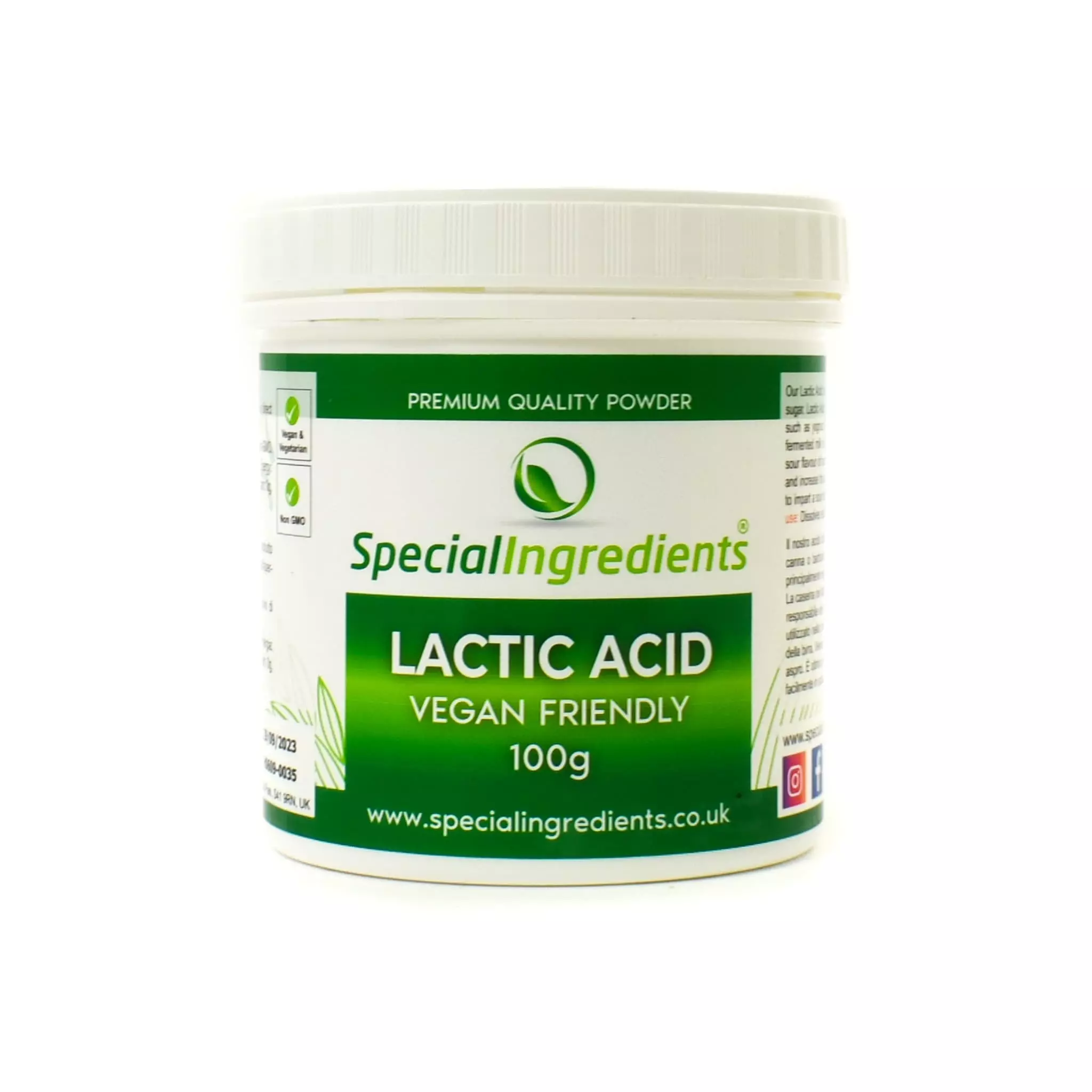 Special Ingredients Vegan Lactic Acid Powder 100g Ingredients 3 Special Ingredients Vegan Lactic Acid Powder 100g Ingredients
