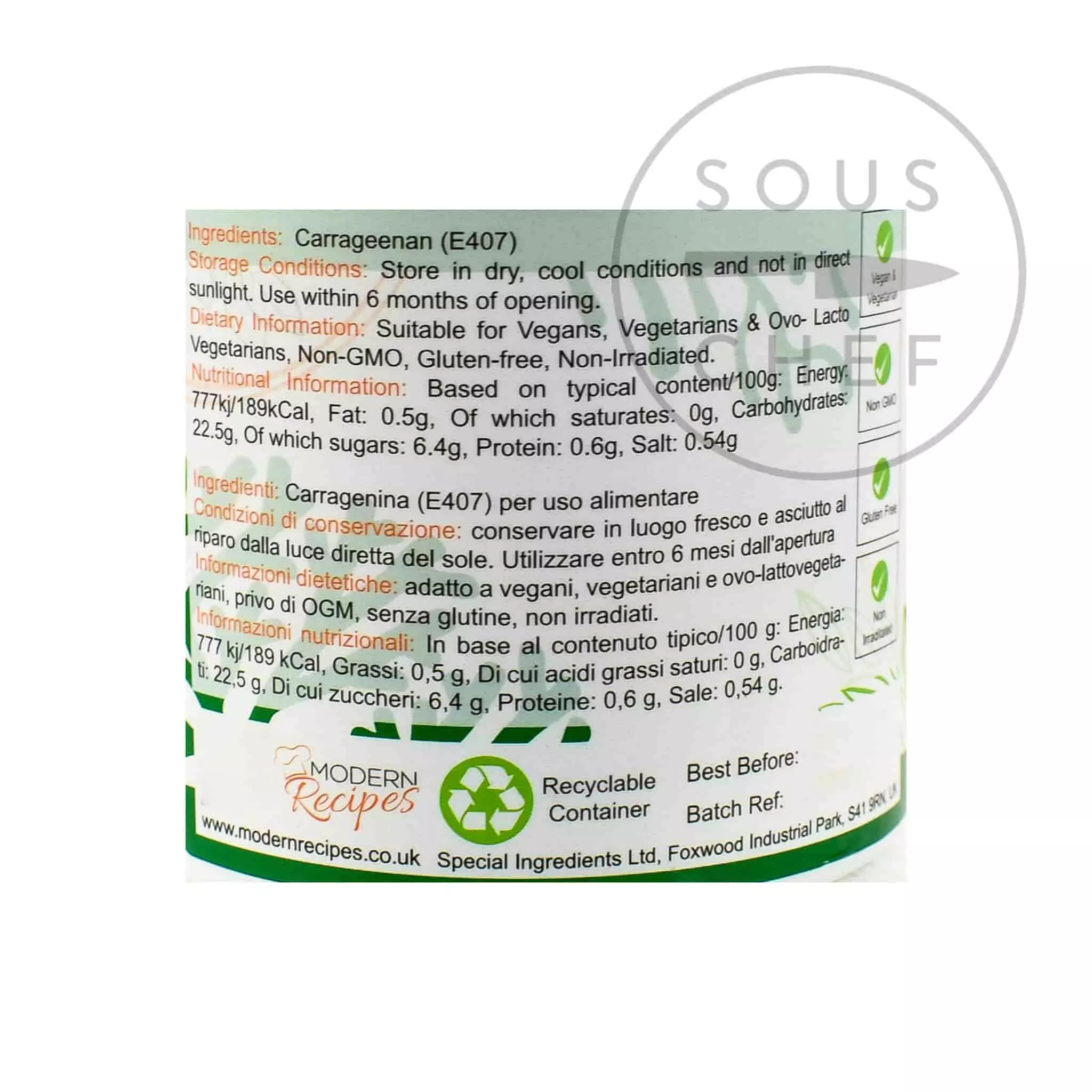 Special Ingredients Carrageenan Kappa 100g 4 Special Ingredients Carrageenan Kappa 100g