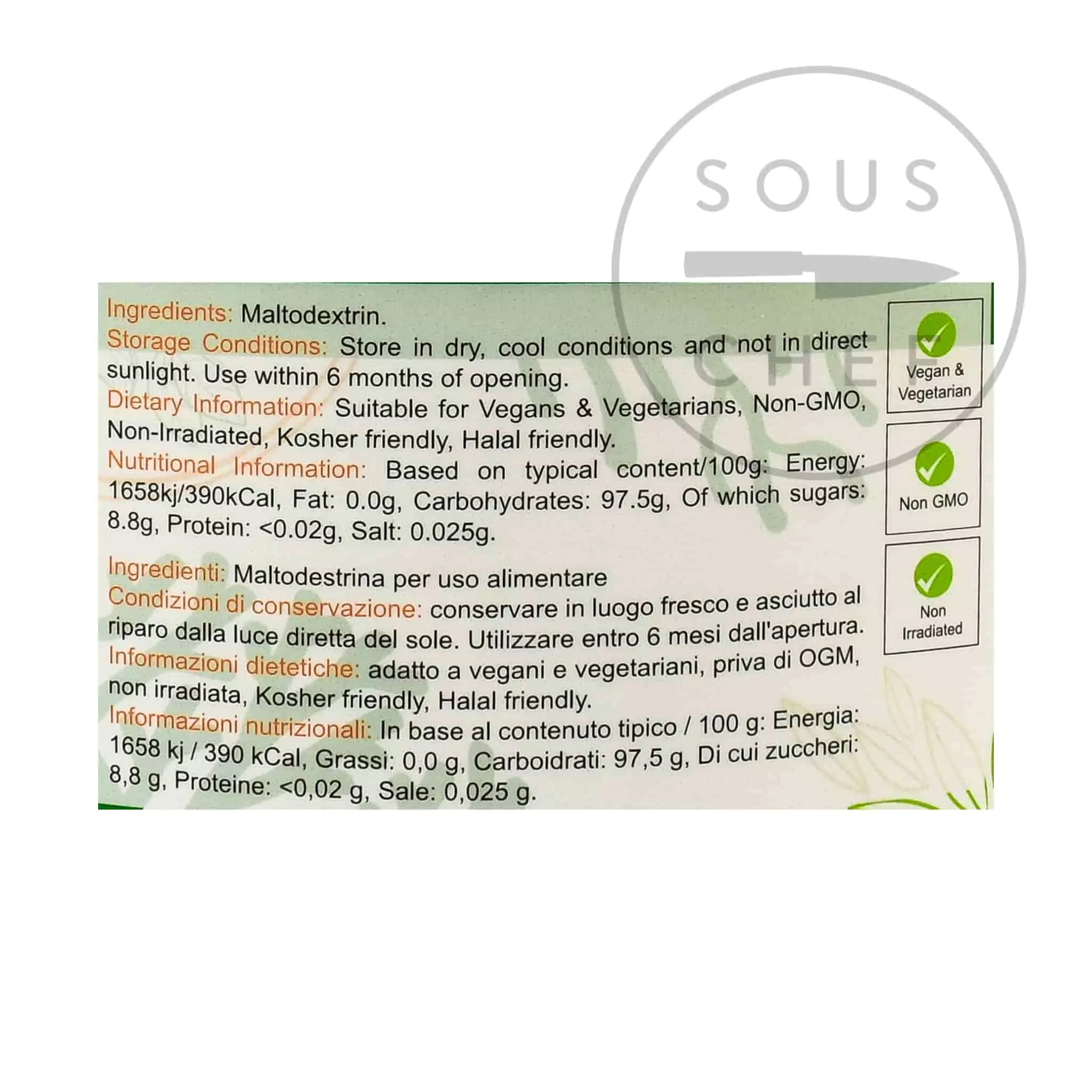 Special Ingredients Maltodextrin 1kg Ingredients 4 Special Ingredients Maltodextrin 1kg Ingredients