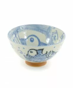 Kiji Stoneware & Ceramics Rice Bowl With Blue Fish