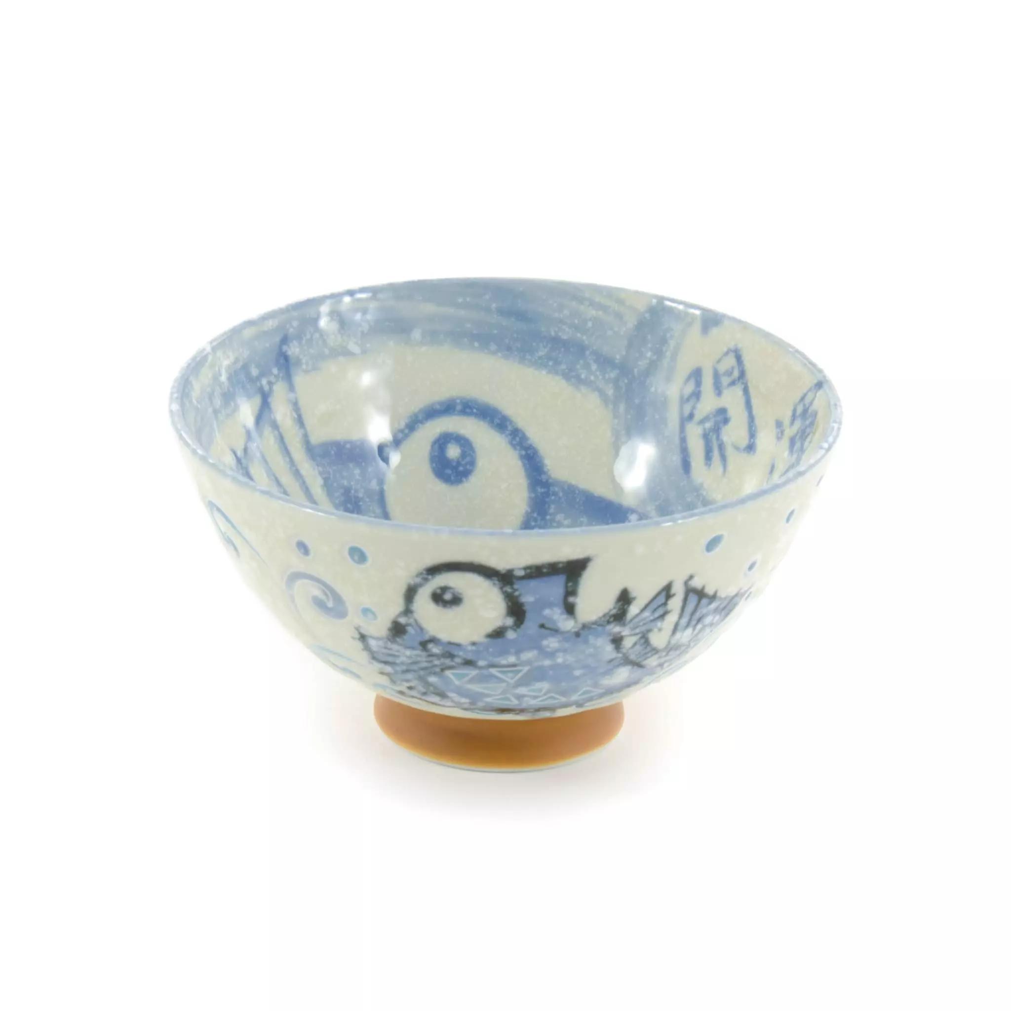 Kiji Stoneware & Ceramics Rice Bowl With Blue Fish 3 Kiji Stoneware & Ceramics Rice Bowl With Blue Fish