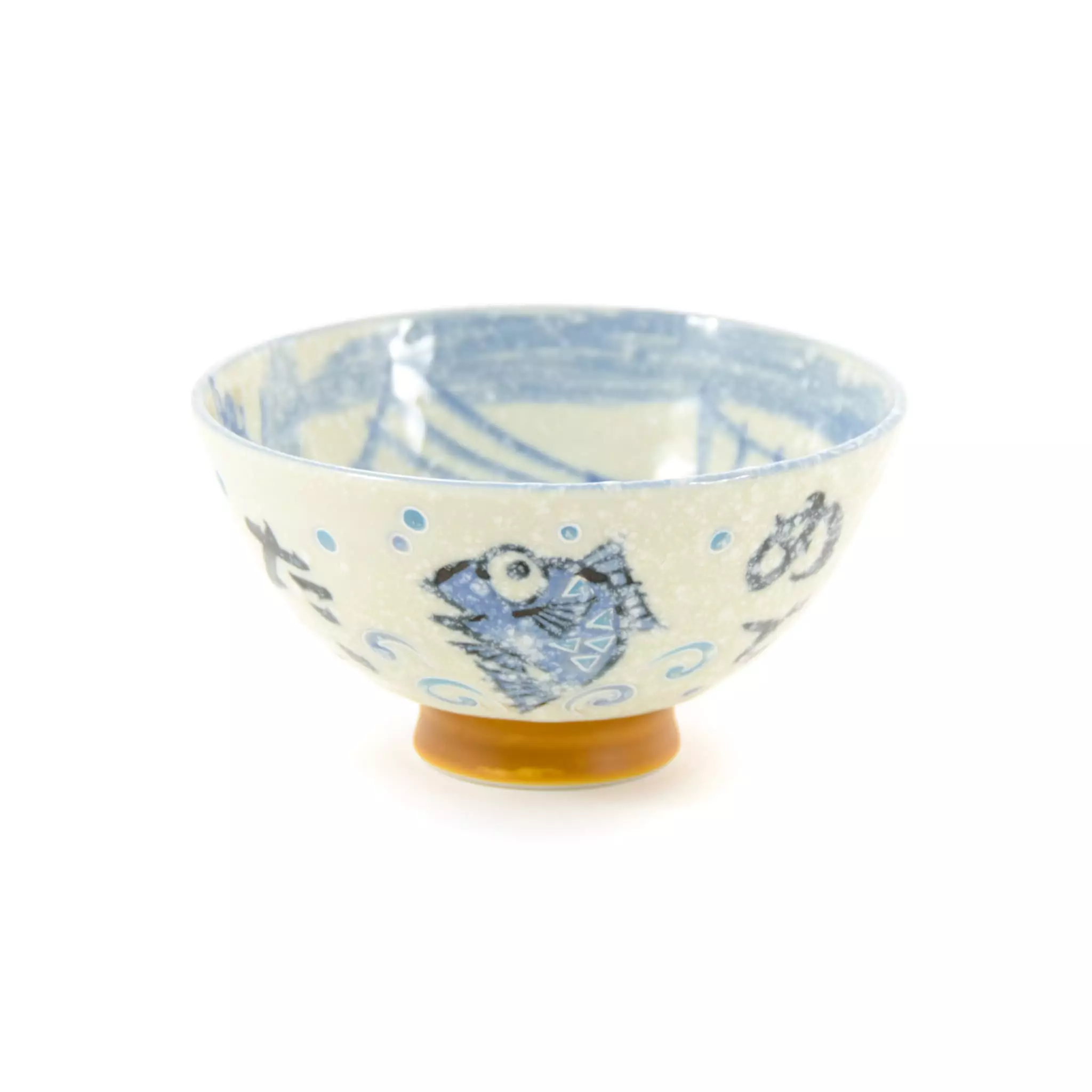 Kiji Stoneware & Ceramics Rice Bowl With Blue Fish 5 Kiji Stoneware & Ceramics Rice Bowl With Blue Fish