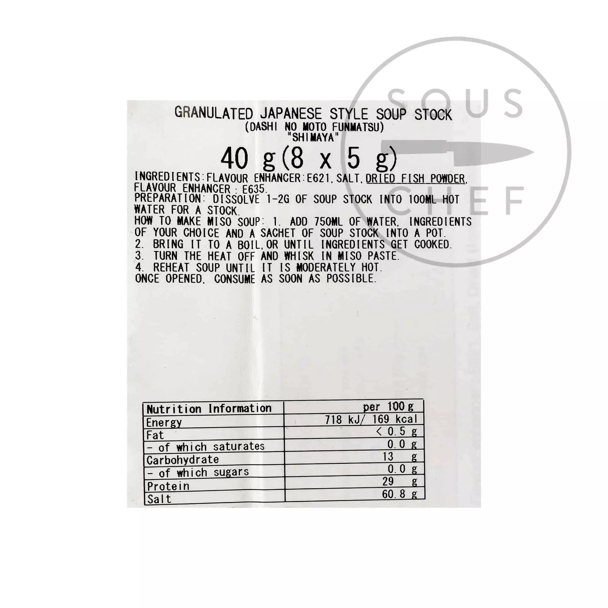 Shimaya Instant Dashi Powder 40g Ingredients 5 Shimaya Instant Dashi Powder 40g Ingredients