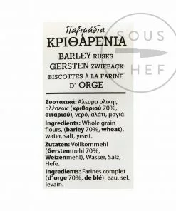 Barley Dakos Crisprolls From Crete 400g Ingredients