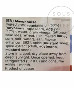 Ingredients Japanese Kenko Mayonnaise 500g