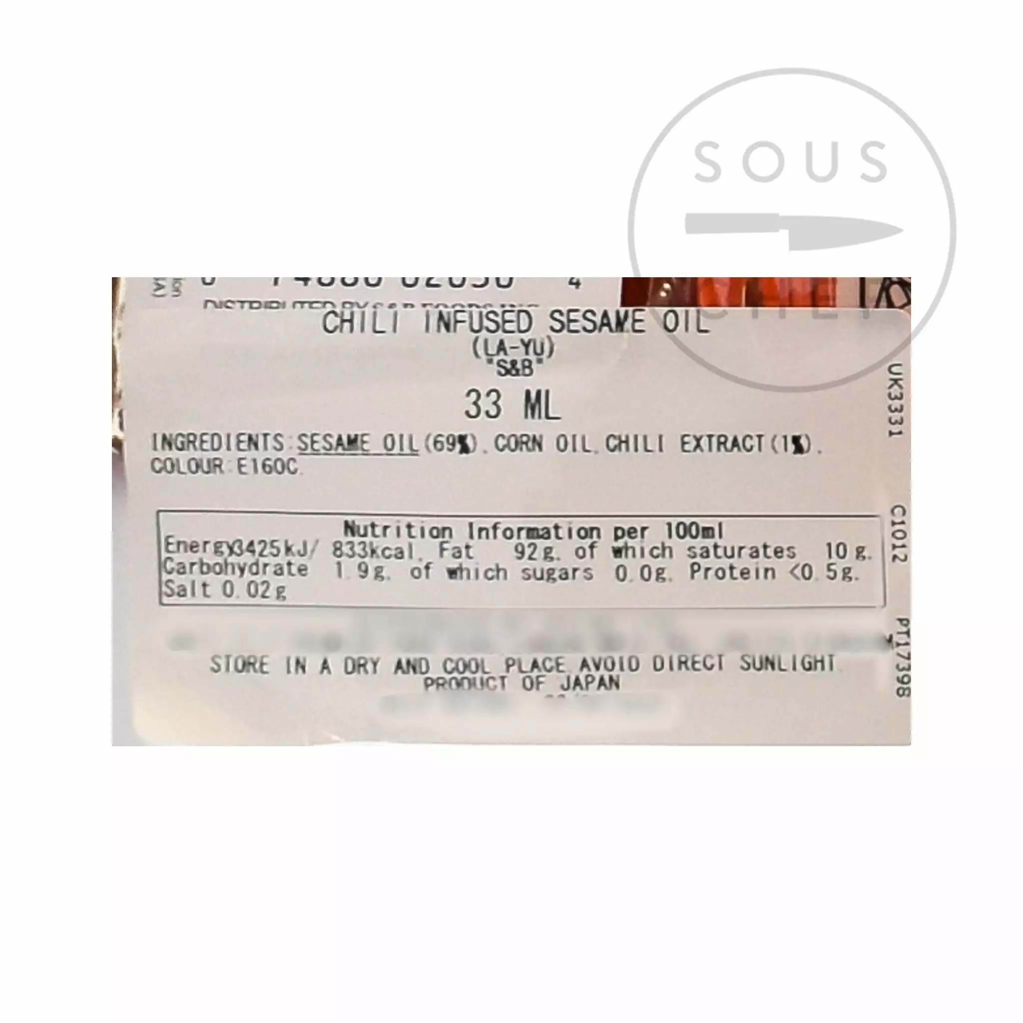 SB Japanese Chilli Oil 33ml Ingredients 4 SB Japanese Chilli Oil 33ml Ingredients