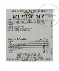Nagatantien Instant Ochazuke Rice Seasoning - Nori 4 X 6g Ingredients