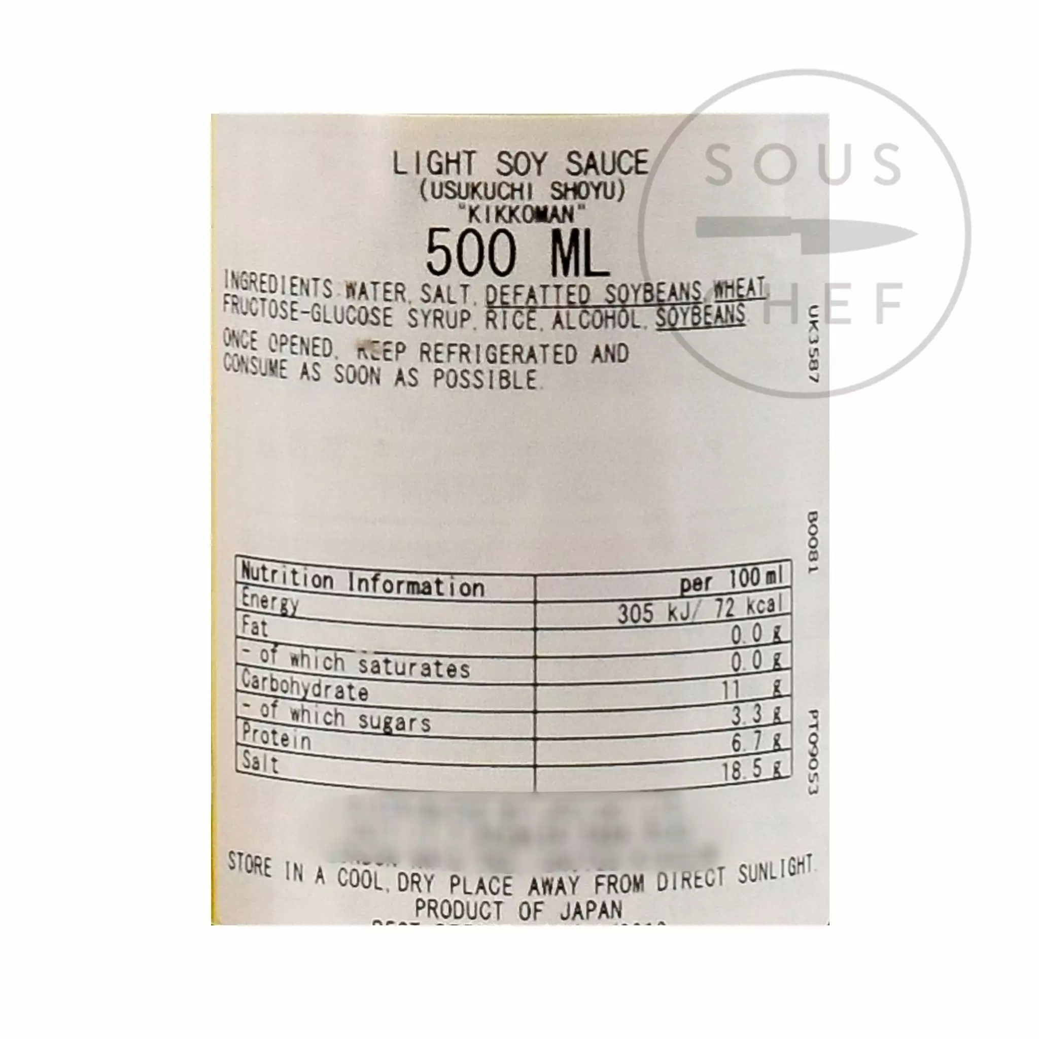 Ingredients Kikkoman Usukuchi Shoyu - Light Soy Sauce 500ml 4 Ingredients Kikkoman Usukuchi Shoyu - Light Soy Sauce 500ml