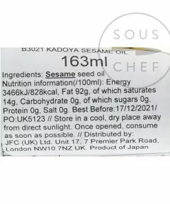 Kadoya Japanese Pure Sesame Oil 163ml Ingredients