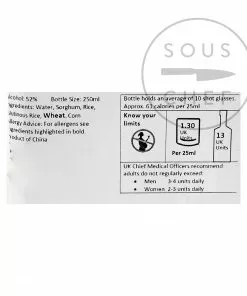 Ingredients WuLiangYe Baijiu 52%