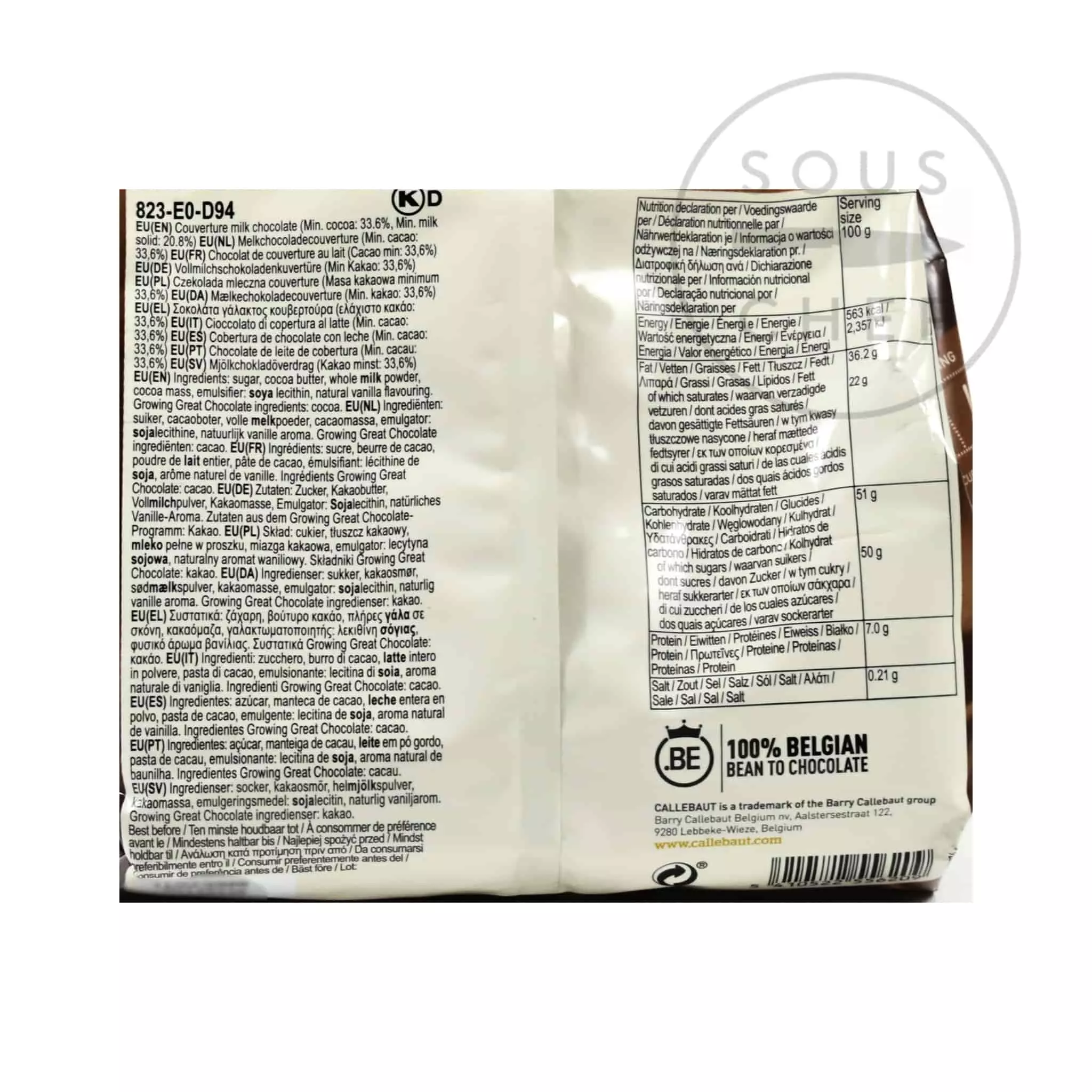 Callebaut Milk Chocolate Couverture 34% Ingredients 5 Callebaut Milk Chocolate Couverture 34% Ingredients