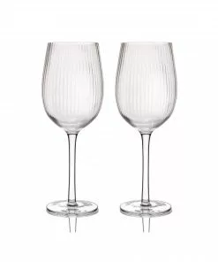 BarCraft Tableware Ribbed Wine Glasses 450ml Set Of 2