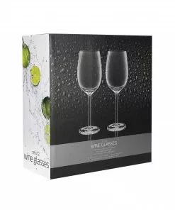 BarCraft Tableware Ribbed Wine Glasses 450ml Set Of 2