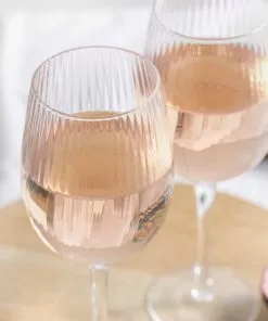 BarCraft Tableware Ribbed Wine Glasses 450ml Set Of 2