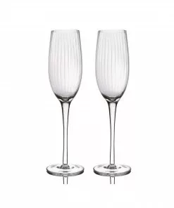BarCraft Ribbed Champagne Flutes 220ml Set Of 2