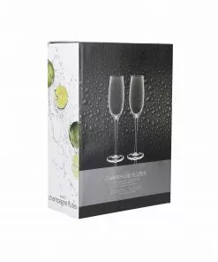 BarCraft Ribbed Champagne Flutes 220ml Set Of 2