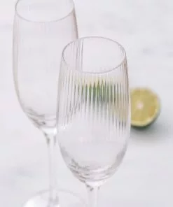 BarCraft Ribbed Champagne Flutes 220ml Set Of 2