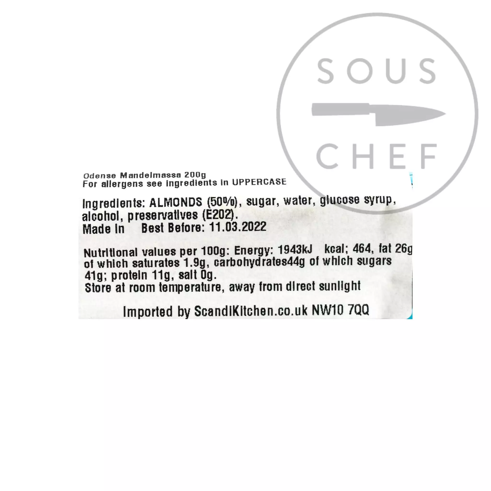 Ingredients Odense Almond Paste 200g 4 Ingredients Odense Almond Paste 200g